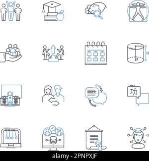 Educational pathway line icons collection. Progression, Learning, Growth, Development, Curriculum, Achievement, Knowledge vector and linear Stock Vector