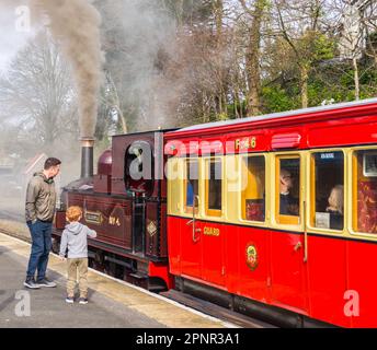 Locomotive 'Caledonia' on the Isle of Man Steam Railway at Douglas station Stock Photo