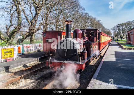 Locomotive 'Caledonia' on the Isle of Man Steam Railway Stock Photo