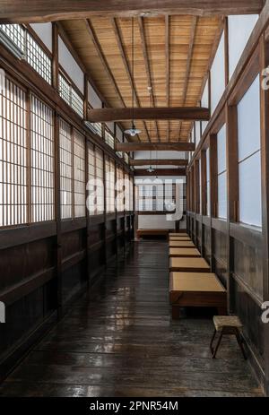 A corridor at Eiheiji, a Zen Buddhist Temple in Fukui, Japan. Stock Photo