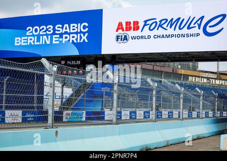 Berlin, Allemagne. 20th Apr, 2023. Illustration logo ABB Formula E during the 2023 Berlin ePrix, 6th meeting of the 2022-23 ABB FIA Formula E World Championship, on the Tempelhof Airport Street Circuit from April 21 to 23, 2023 in Berlin, Germany - Photo Florent Gooden/DPPI Credit: DPPI Media/Alamy Live News Stock Photo