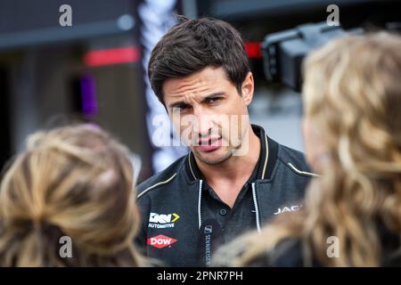 Berlin, Allemagne. 20th Apr, 2023. EVANS Mitch (nzl), Jaguar TCS Racing, Spark-Jaguar, Jaguar I - Time 6, portrait during the 2023 Berlin ePrix, 6th meeting of the 2022-23 ABB FIA Formula E World Championship, on the Tempelhof Airport Street Circuit from April 21 to 23, 2023 in Berlin, Germany - Photo Florent Gooden/DPPI Credit: DPPI Media/Alamy Live News Stock Photo