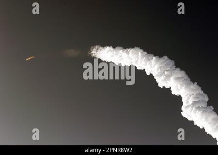 Boca Chica, United States. 20th Apr, 2023. Space X Starship lifts off for its first test flight launch from Starbase spaceport on Thursday, April 20, 2023 in Boca Chica, Texas near Brownsville. It self destruction a few minutes later when the upper stage failed to separate. Photo by Thom Baur/UPI Credit: UPI/Alamy Live News Stock Photo