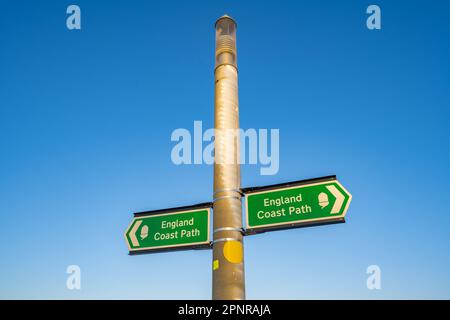 England Coast path direction sign on pole at Strood Kent Stock Photo