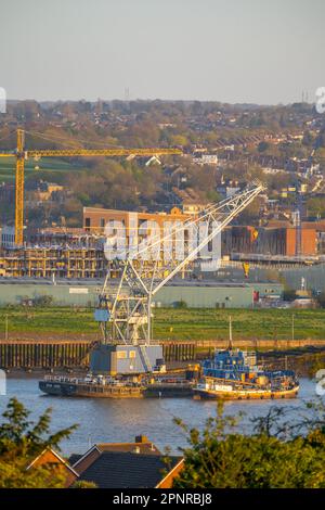 Devon Sampson floating crane on the river Medway Stock Photo