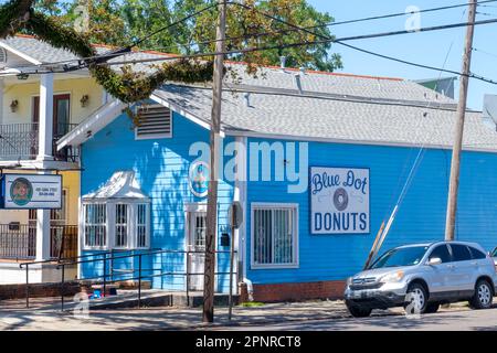 NEW ORLEANS, LA, USA - APRIL 17, 2023: Blue Dot Donuts on Canal Street in Mid City Neighborhood Stock Photo