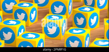 social media 3d logo Stock Photo