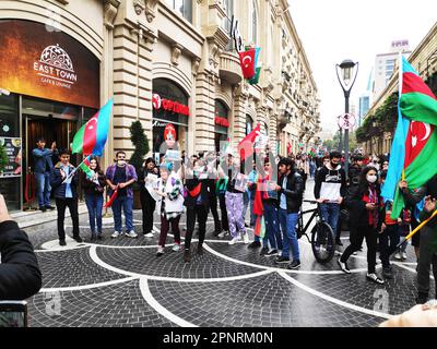 Baku, Azerbaijan-November 10, 2020 festivities and demonstrations in Baku in honor of the victory in the war for Karabakh Stock Photo