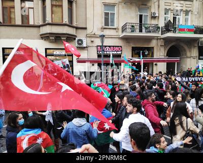 Baku, Azerbaijan-November 10, 2020 festivities and demonstrations in Baku in honor of the victory in the war for Karabakh Stock Photo