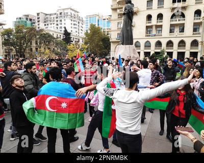 Baku, Azerbaijan-November 10, 2020 festivities and demonstrations in Baku in honor of the victory in the war for Karabakh Stock Photo