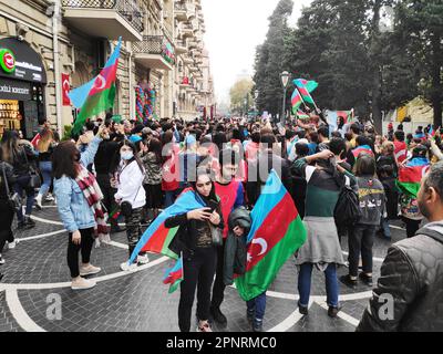 Baku, Azerbaijan-November 10, 2020 festivities and demonstrations in Baku in honor of the victory in the war for Karabakh Stock Photo