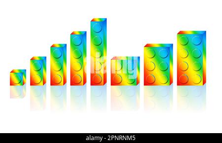 Set of various colored bricks Stock Photo