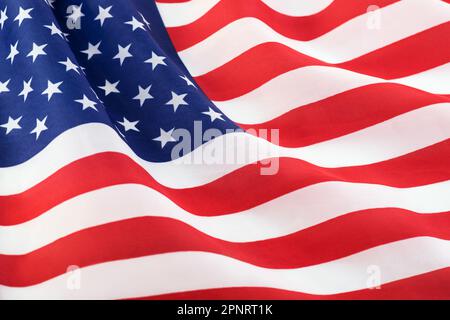Flag of the United States waving in the wind Stock Photo