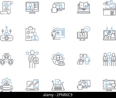 Workforce efficiency line icons collection. Productivity, Optimization ...