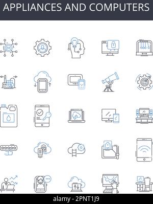 Appliances and computers line icons collection. Devices, Gadgets, Machines, Electrics, Tech, Equipment, Tools vector and linear illustration Stock Vector