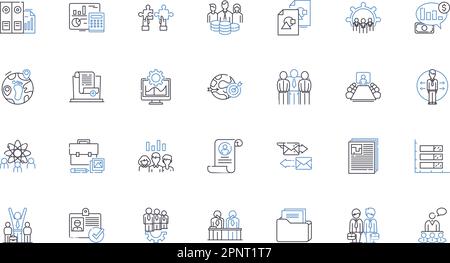 Cohesive teamwork line icons collection. Synergy, Collaboration, Trust, Communication, Unity, Integration, Coordination vector and linear illustration Stock Vector