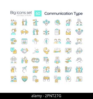 Communication type RGB color icons set Stock Vector