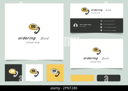 Ordering food logo design with editable slogan. Branding book and business card template. Stock Vector