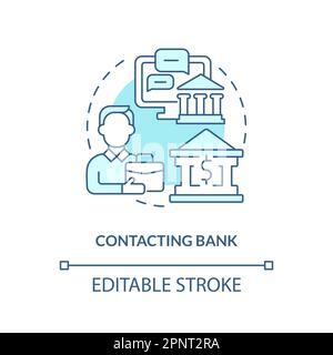 Contacting bank turquoise concept icon Stock Vector