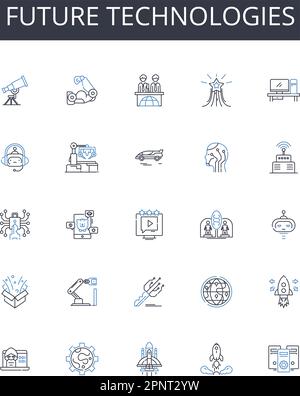 Future technologies line icons collection. Advanced Innovations, Modern Developments, Emerging Trends, Upcoming Inventions, Digital Revolution Stock Vector