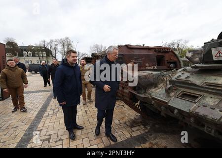 Kyiv, Ukraine. 20th Apr, 2023. NATO Secretary General Jens Stoltenberg (R) visits an exhibition displaying destroyed Russian military vehicles on April 20, 2023 in Kyiv, Ukraine. NATO Secretary-General makes for the first time visit to Ukraine since last year's Russian invasion. Photo by NATO/UPI. Credit: UPI/Alamy Live News Stock Photo