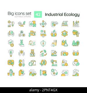 Industrial ecology RGB color icons set Stock Vector