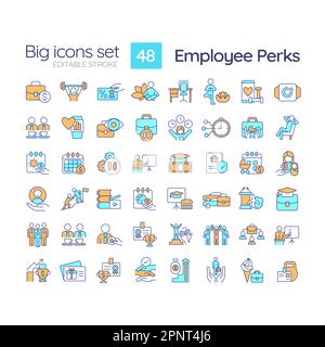Employee perks RGB color icons set Stock Vector