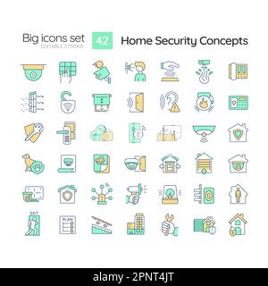 Home security RGB color icons set Stock Vector