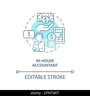 In-house accountant turquoise concept icon Stock Vector