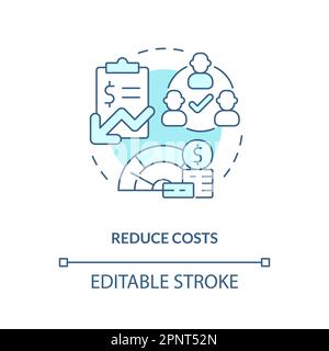 Reduce costs turquoise concept icon Stock Vector