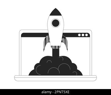 Launch e-commerce business bw concept vector spot illustration Stock Vector