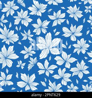 Azalea flower seamless repeat pattern. Vector illustration background Stock Vector