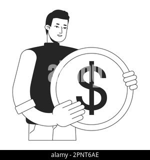 Startup fundraising bw concept vector spot illustration Stock Vector