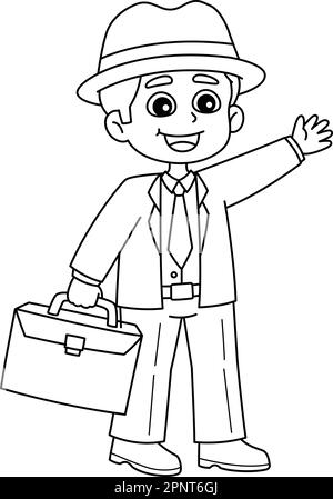 Briefcase Tie Isolated Coloring Page Kids Stock Vector (Royalty