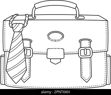 Briefcase Isolated Coloring Page for Kids, Stock vector