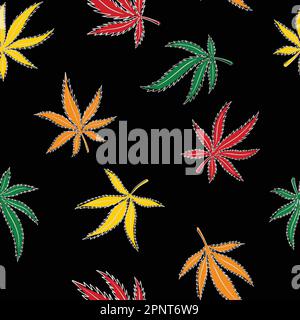 Marijuana leaf repeat pattern. Vector illustration seamless pattern background Stock Vector