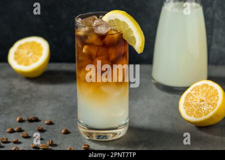 Cold Sweet Coffee and Lemonade Drink with Ice Stock Photo