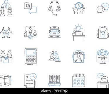 Information gathering line icons collection. Research, Investigation, Data, Analysis, Intelligence, Surveillance, Inquiry vector and linear Stock Vector