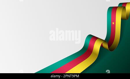 Cameroon ribbon flag background. Element of impact for the use you want to make of it. Stock Vector