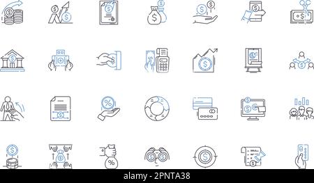 Digital wallet line icons collection. Cryptocurrency, Mobile, Payment, Transactions, Blockchain, Virtual, Security vector and linear illustration Stock Vector