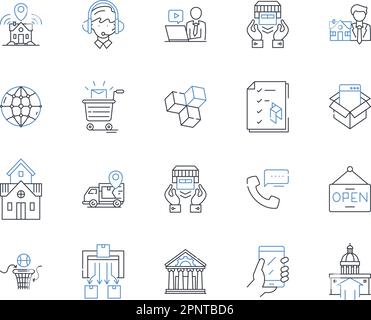 Municipal railway line icons collection. Transit, Trains, Buses, Commuting, Downtown, Station, Passengers vector and linear illustration. Tickets Stock Vector