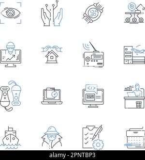 Cyber gadgets line icons collection. Encryption, Hacking, Firewall, Malware, Phishing, Cybersecurity, Firewall vector and linear illustration Stock Vector