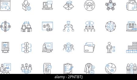 Agency line icons collection. Innovative, Elite, Strategic, Dynamic, Collaborative, Professional, Creative vector and linear illustration. Progressive Stock Vector