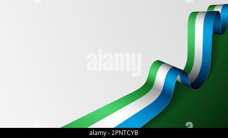 Sierra Leone ribbon flag background. Element of impact for the use you want to make of it. Stock Vector