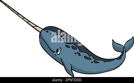 Narwhal Cartoon Colored Clipart Illustration Stock Vector