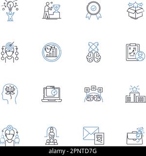 Instructional guidance line icons collection. Training, Education, Tutoring, Guidance, Coaching, Assistance, Direction vector and linear illustration Stock Vector