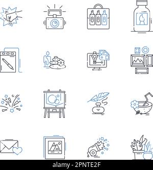 Dynamic thinking line icons collection. Innovation, Creativity, Progression, Adaptability, Resourcefulness, Flexibility, Ingenuity vector and linear Stock Vector