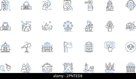 Foreign venture line icons collection. Globalization, Profit, Expansion, Culture, Risk, Exchange, Investment vector and linear illustration Stock Vector