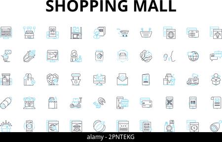 Shopping mall linear icons set. Retail, Mall, Shopping, Brands, Shops, Stores, Fashion vector symbols and line concept signs. Trends,Deals,Sales Stock Vector