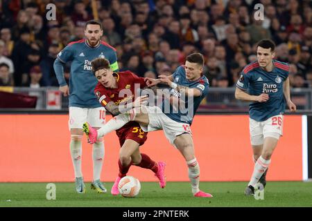 Rome, Naples, Italy. 20th Apr, 2023. during the Europa League Quarter final 2nd Leg soccer match between AS Roma and Feyenoord in Rome, Italy, 20 April 2023. (Credit Image: © Ciro De Luca/ZUMA Press Wire) EDITORIAL USAGE ONLY! Not for Commercial USAGE! Stock Photo